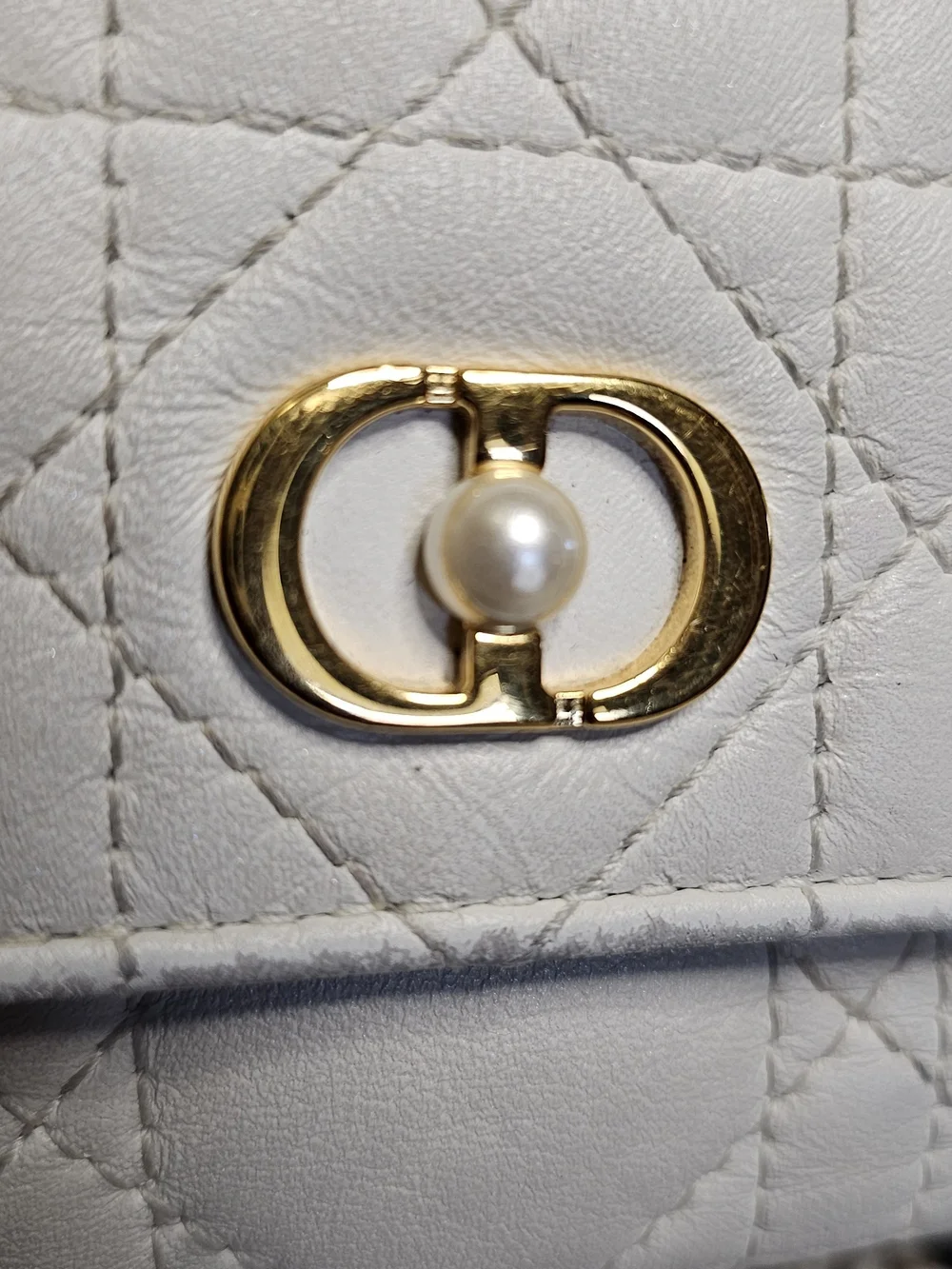 Dior White Quilted Leather Wallet with Gold Pearl Hardware With COA.